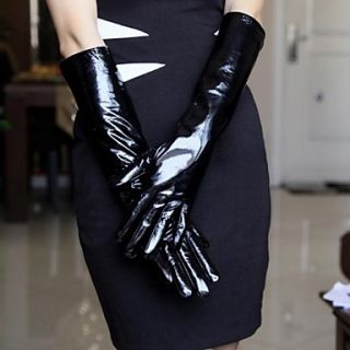 Womens Fashion Faux Leather PU Long Gloves