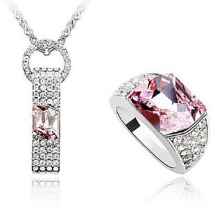 Xingzi Womens Charming Pink Made With Swarovski Elements Crystal Necklace And Ring