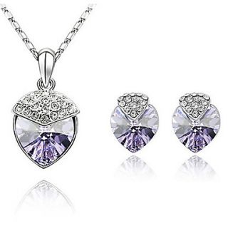 Xingzi Womens Charming Lilac Made With Swarovski Elements Crystal Necklace And Stud Earrings