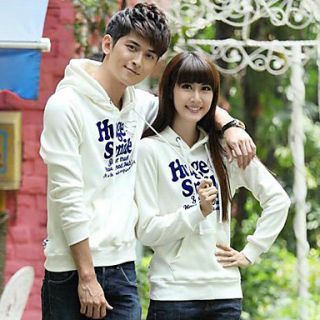 Aiyifang Casual Long Sleeve Hoodie Lovers Sweater(White)
