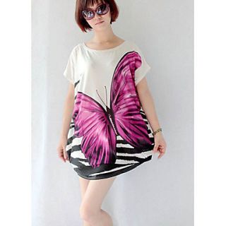 Zoey Womens Silk Butterfly Pattern Loose Fit Pink Dress