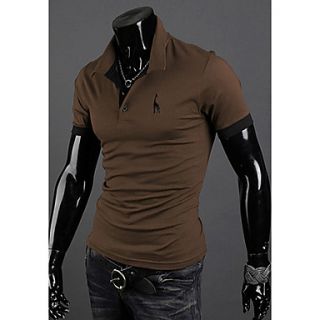 Chaolfs Mens Large Size Short Sleeve Fawn Polo Shirt (Coffee)