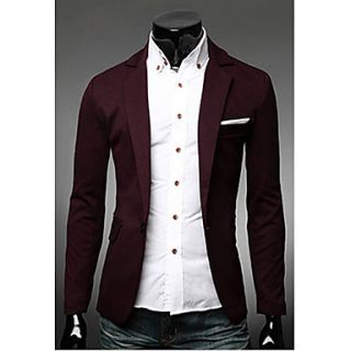 Chaolfs Mens Leisure One Button Solid Color Suit(Wine)