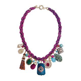 ZOe + SYD Color Treated Purple Jade Charm & Ribbon Necklace, Womens
