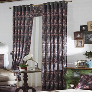 (One Pair) Retro Fancy Country Blooming Floral Energy Saving Curtain