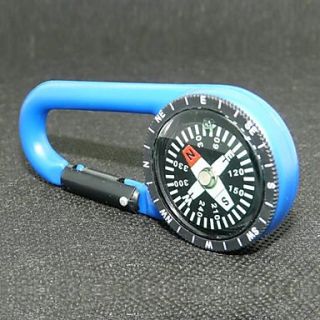 Outdoor Portable Plastic Carabiner Compass   Blue