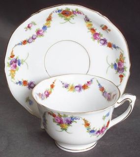 Epiag 9954/9195 (White,Emboss Groove Edge) Footed Cup & Saucer Set, Fine China D