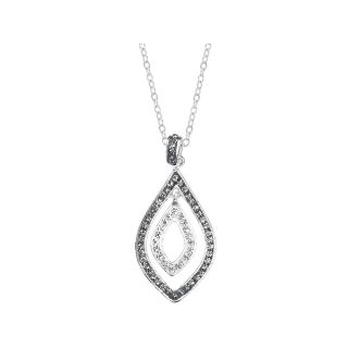 Bridge Jewelry Black Diamond Accent & Crystal Double Drop Pendant