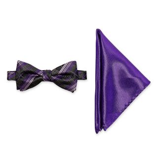 JF J.Ferrar JF J. Ferrar Bow Tie and Pocket Square Set, Purple, Mens
