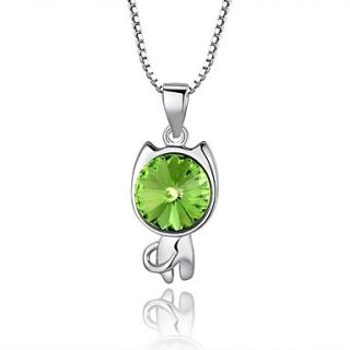 High Quality Lovely Kitty Crystal Sterling Silver Platinum Plated Necklace