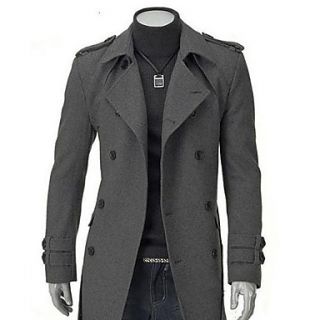 Chaolfs Mens England Woolen Overcoat(Gray)