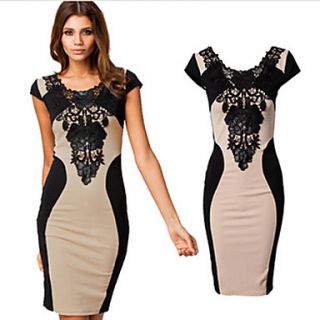 Yyys Casual Lace Joint Contrast Color Dress(Screen Color)