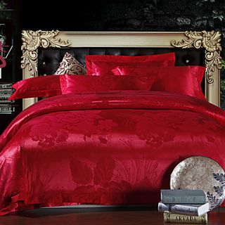 Mankedun Red Silk Cotton 4 PCS Set Bedding