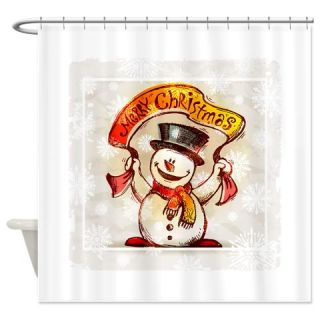 Merry Christmas snowman frame Shower Curtain  Use code FREECART at Checkout