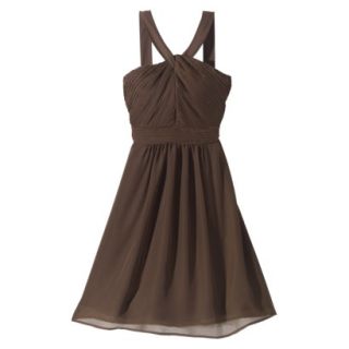 TEVOLIO Womens Plus Size Halter Neck Chiffon Dress   Brown   26W