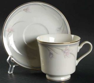 Home Beautiful Sweetly Footed Cup & Saucer Set, Fine China Dinnerware   Pink Flo