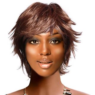 Capless Short High Quality Synthetic Nature Look Coffee Straight Hair Wig