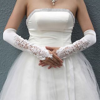 Bridal Satin Fingerless Opera Length Gloves