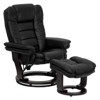 Flash Furniture 7818 Leather Swivel Recliner with Ottoman Black   BT 7818 BK GG