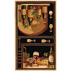 Hand hooked Winery Black/ Multi Wool Runner (26 X 4) (BlackPattern FloralMeasures 0.375 inch thickTip We recommend the use of a non skid pad to keep the rug in place on smooth surfaces.All rug sizes are approximate. Due to the difference of monitor colo