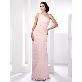 Sheath/Column One Shoulder Floor length Side Draped Chiffon Evening/Prom Dress