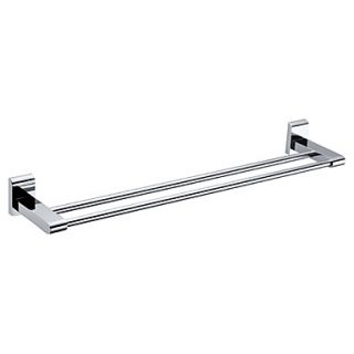 24 Inch Chrome Finish Solid Brass Double Towel Rack