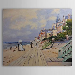 Hand painted Oil Painting The Boardwalk at Trouville by Claude Monet with Stretched Frame