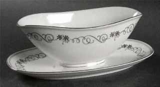 Franconia   Krautheim Barcarole Gravy Boat with Attached Underplate, Fine China