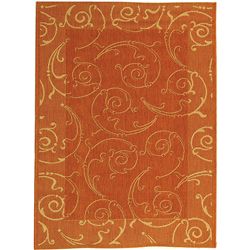 Indoor/ Outdoor Oasis Terracotta/ Natural Rug (53 X 77) (RedPattern FloralMeasures 0.25 inch thickTip We recommend the use of a non skid pad to keep the rug in place on smooth surfaces.All rug sizes are approximate. Due to the difference of monitor colo