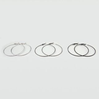 Textured Hoop Earring Trio Metal One Size For Women 177799191
