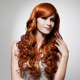 Capless Extra Long High Quality Synthetic Golden Brown Curly Hair Wigs 0988 J45 27 30