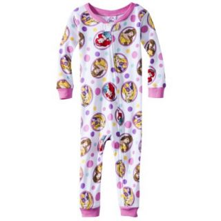 Disney Princess Infant Toddler Girls Footed Blanket Sleeper   White 24 M