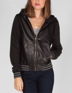 Womens Faux Leather Baseball Jacket Black In Sizes Medium, X Small, Large,