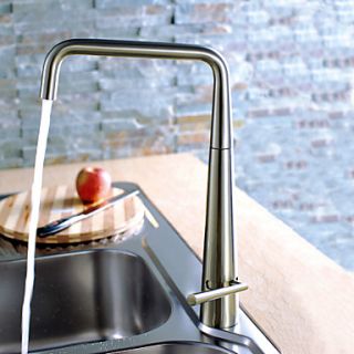Contemporary Solid Brass Kitchen Faucet   Nickel Brushed Finish