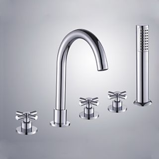 Chrome Finish Brass Tub Faucet with Hand Shower
