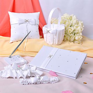 Love Ever Lasting White Wedding Collection Set With Rhinestone Accents (6 Pieces)