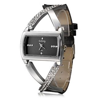 Womens Fashion Cross Style Case Black PU Band Quartz Analog Wrist Watch
