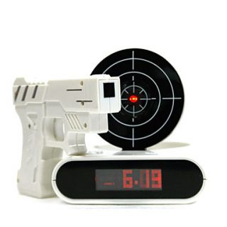 Novelty Laser Gun Target Shooting Digital Alarm Clock (4xAA)