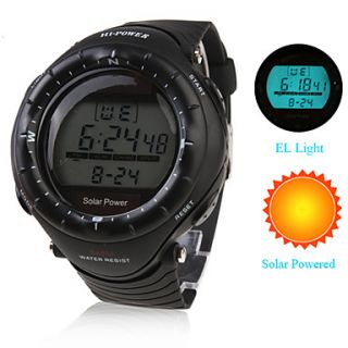 Unisex Solar Powered Multi Functional Digital Wrist Watch (Black)