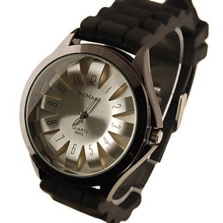 Womens Chrysanthemum Style Silicone Band Quartz Analog Wrist Watch (Black)