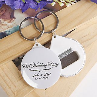 Personalized Bottle Opener / Key Ring   Our Wedding Day (set of 12)