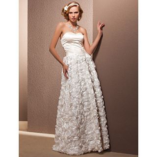 Free Custom measurements Sheath/Column Sweetheart Floor length Satin And Lace Wedding Dress