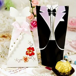 Classical Bride and Groom Favor Box(set of 24)