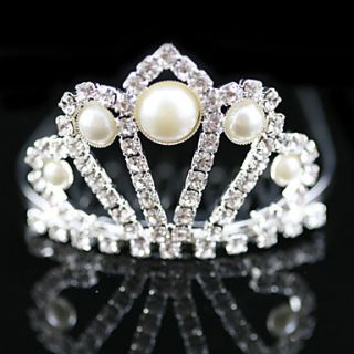 Gorgeous Rhinestones With Imitation Pearl Wedding Flower Girl Tiara/ Headpiece