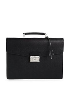 Prada Saffiano Professional Briefcase   Black