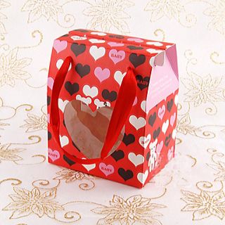 Sweet Heart Ribbon Handle Gift Bag (Set of 12)