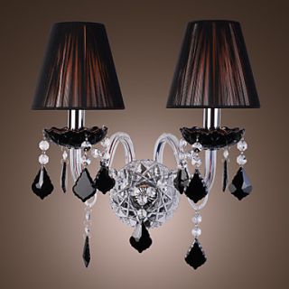 Crystal Wall Light with 2 Lights in Fabric Shade