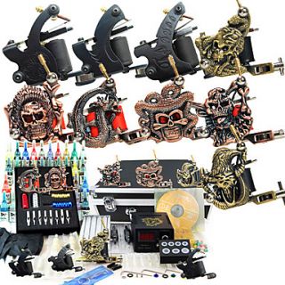 9 Guns Tattoo Kit with LCD Power and 40 Color Ink Freeshipping