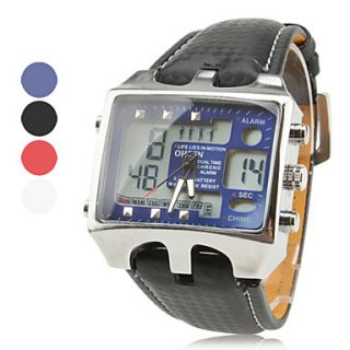 Unisex Analog Digital Multi Functional Fashion Dial Black PU Band Wrist Watch (Assorted Colors)
