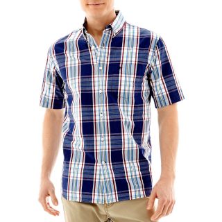 Dockers Short Sleeve Poplin Shirt, Blue, Mens